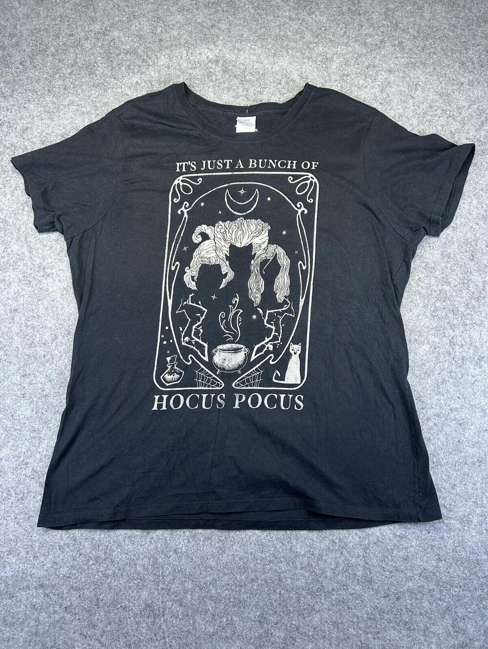 Hocus Pocuss Halloween Disney Ladies Black Hocus Pocus Graphic Tee Womens Sz xXL